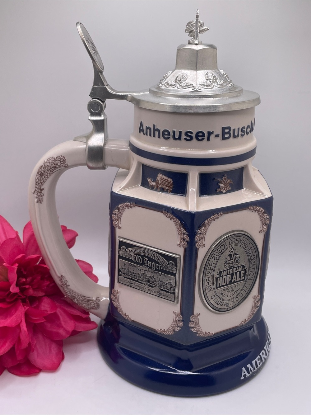 2001 Anheuser-Busch Pre-Prohibition Decorative Lidded Beer Stein - Picture 2 of 9
